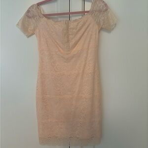 Guess Peach Sheath Off the Shoulder Mini Dress